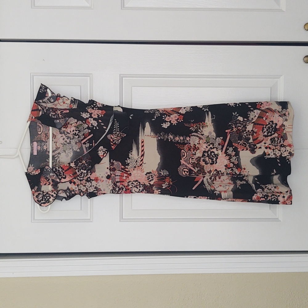 Kimono Print Midi Dress
